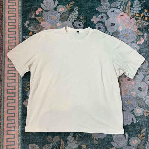Lululemon T-Shirt Mens 2XL cream Short Sleeve Crew Neck shirt Athletic Gym xxl - Picture 9 of 13